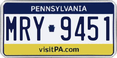 PA license plate MRY9451