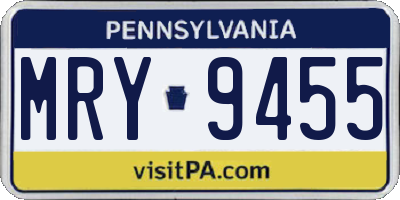 PA license plate MRY9455