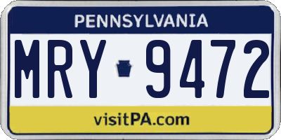 PA license plate MRY9472