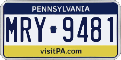 PA license plate MRY9481