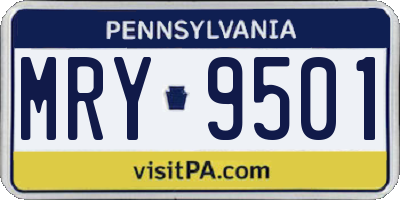 PA license plate MRY9501
