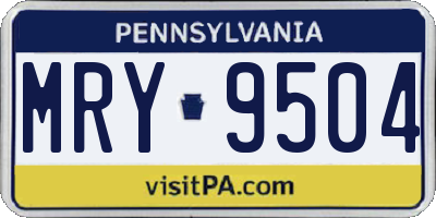 PA license plate MRY9504