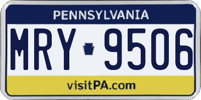PA license plate MRY9506