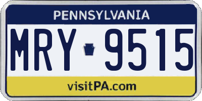 PA license plate MRY9515