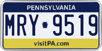 PA license plate MRY9519