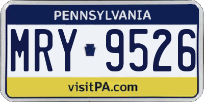 PA license plate MRY9526