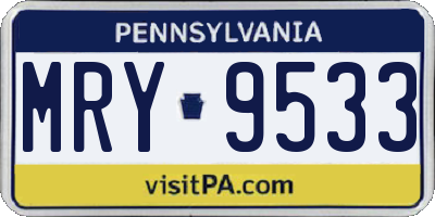 PA license plate MRY9533