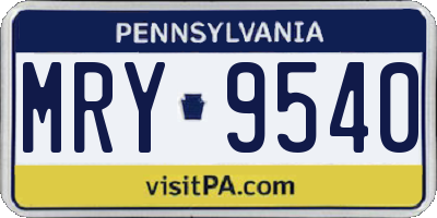 PA license plate MRY9540