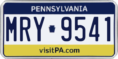 PA license plate MRY9541