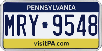 PA license plate MRY9548