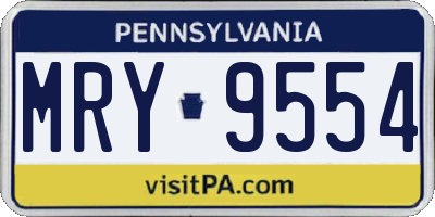 PA license plate MRY9554