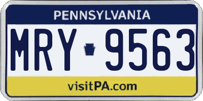 PA license plate MRY9563