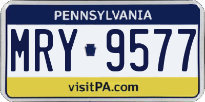 PA license plate MRY9577