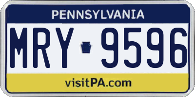 PA license plate MRY9596