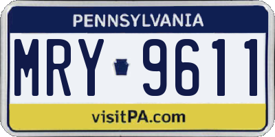 PA license plate MRY9611