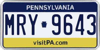 PA license plate MRY9643