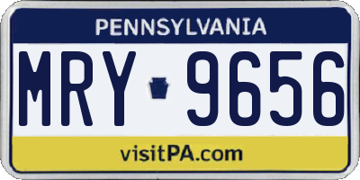 PA license plate MRY9656