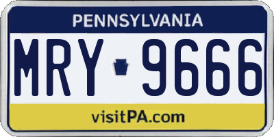 PA license plate MRY9666