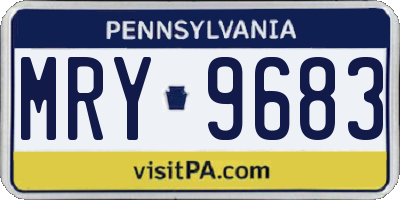PA license plate MRY9683