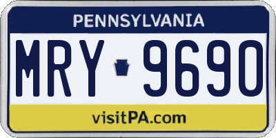 PA license plate MRY9690