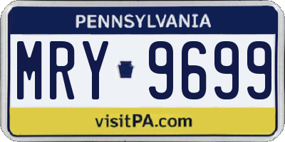 PA license plate MRY9699