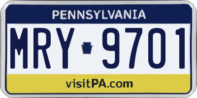 PA license plate MRY9701