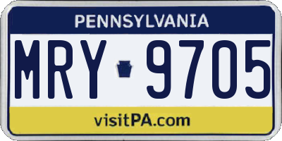 PA license plate MRY9705
