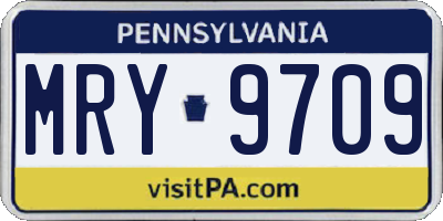 PA license plate MRY9709