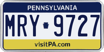 PA license plate MRY9727