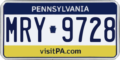 PA license plate MRY9728