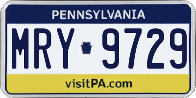 PA license plate MRY9729
