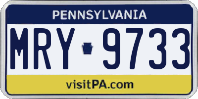 PA license plate MRY9733