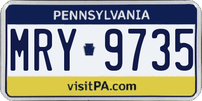 PA license plate MRY9735