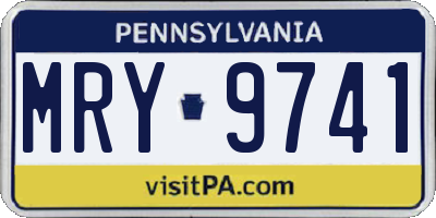 PA license plate MRY9741