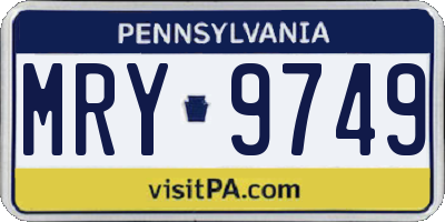 PA license plate MRY9749