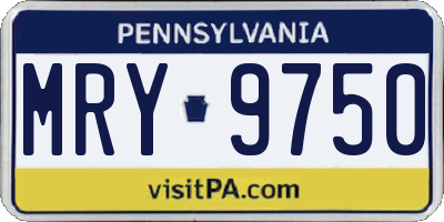 PA license plate MRY9750