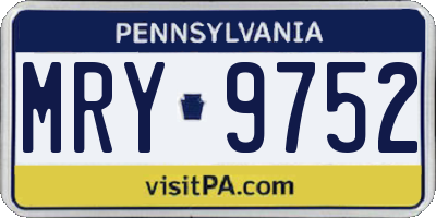 PA license plate MRY9752