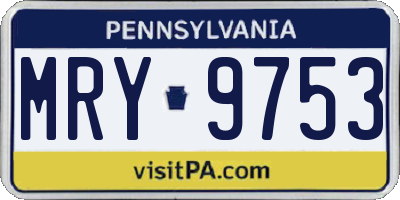 PA license plate MRY9753