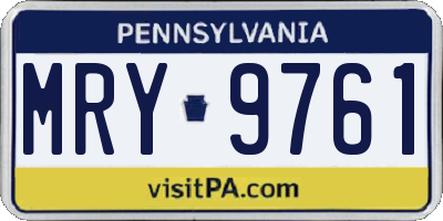 PA license plate MRY9761