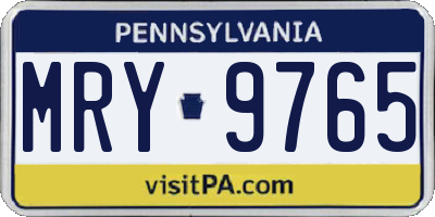 PA license plate MRY9765