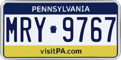 PA license plate MRY9767