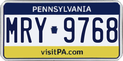 PA license plate MRY9768