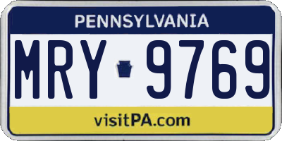 PA license plate MRY9769