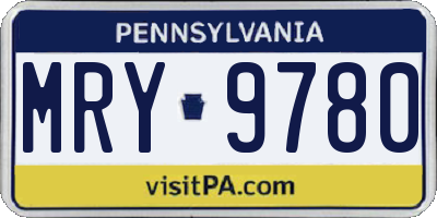 PA license plate MRY9780