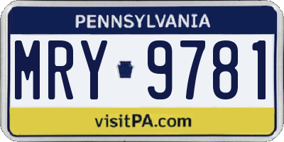 PA license plate MRY9781