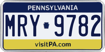 PA license plate MRY9782