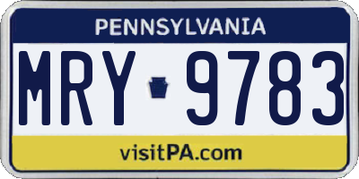 PA license plate MRY9783
