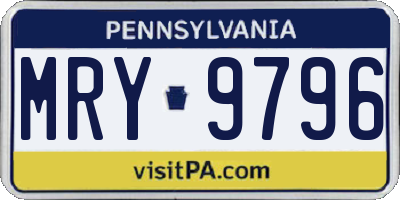 PA license plate MRY9796
