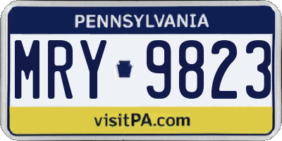 PA license plate MRY9823
