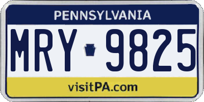 PA license plate MRY9825